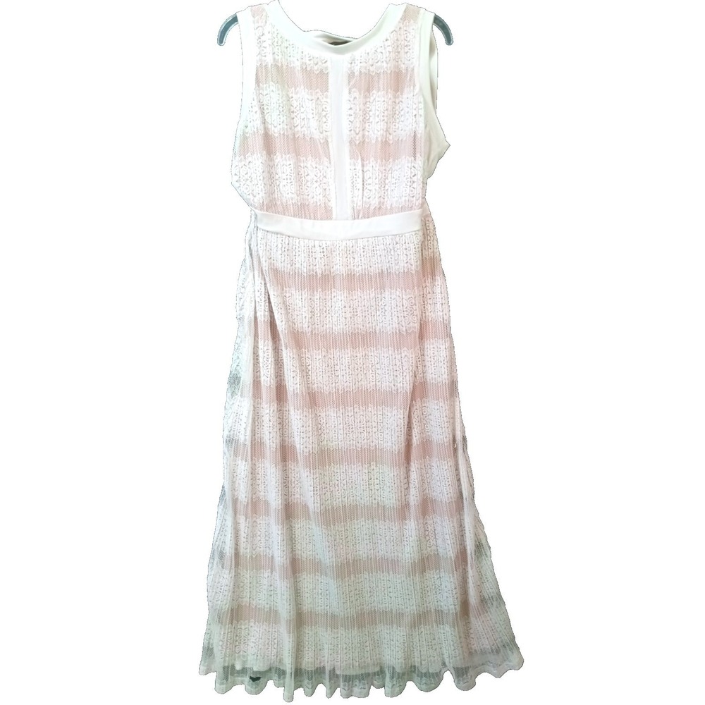 $90 NWOT CANDALITE lace overlay maxi sleeveless dress XL creme white lace